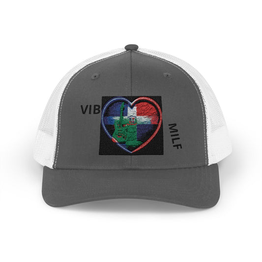 Dominican Flag Trucker Cap - Distressed Crest Snapback Hat designed by Osnel