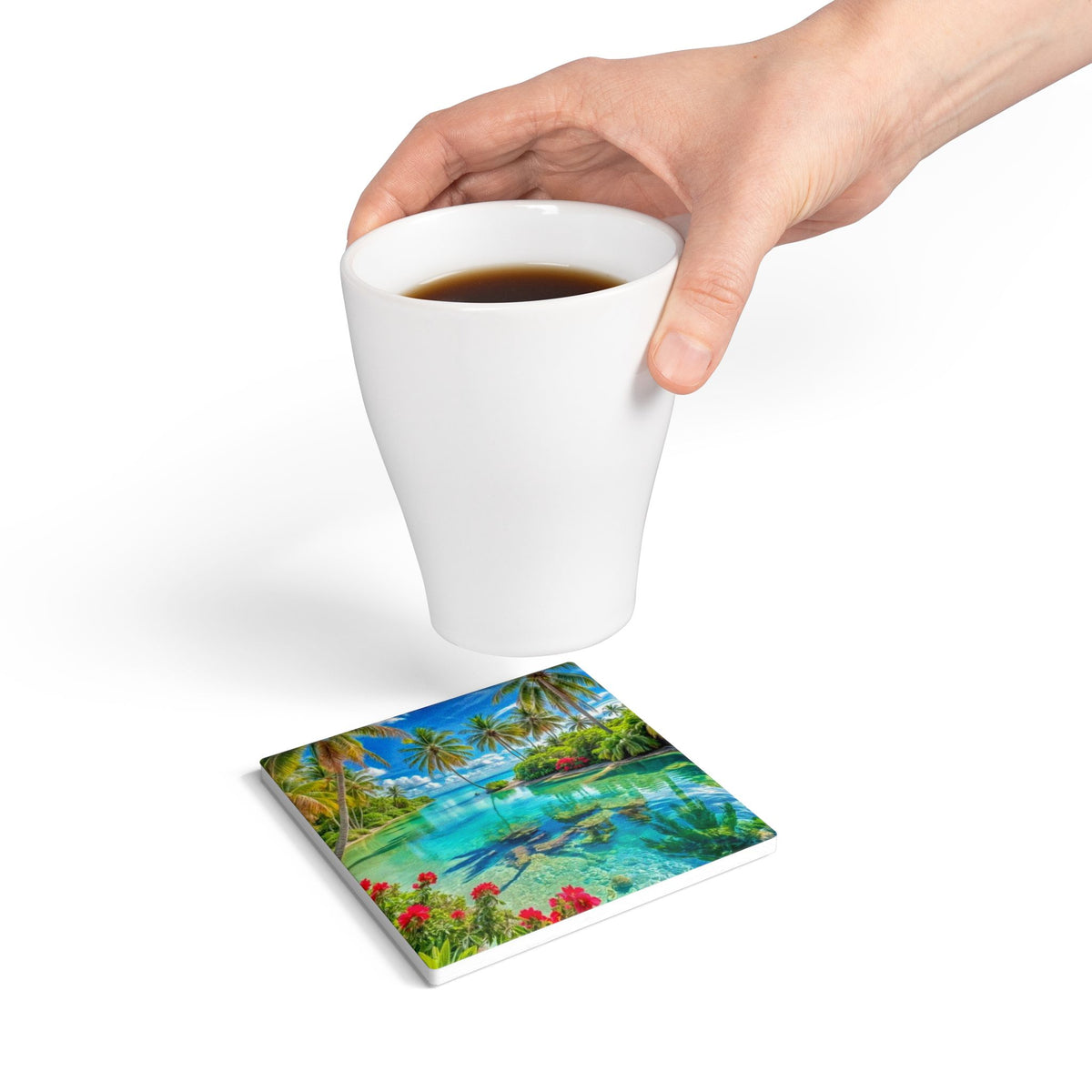 Tropical Lagoon Ceramic Coaster – Designed by Ezequiel