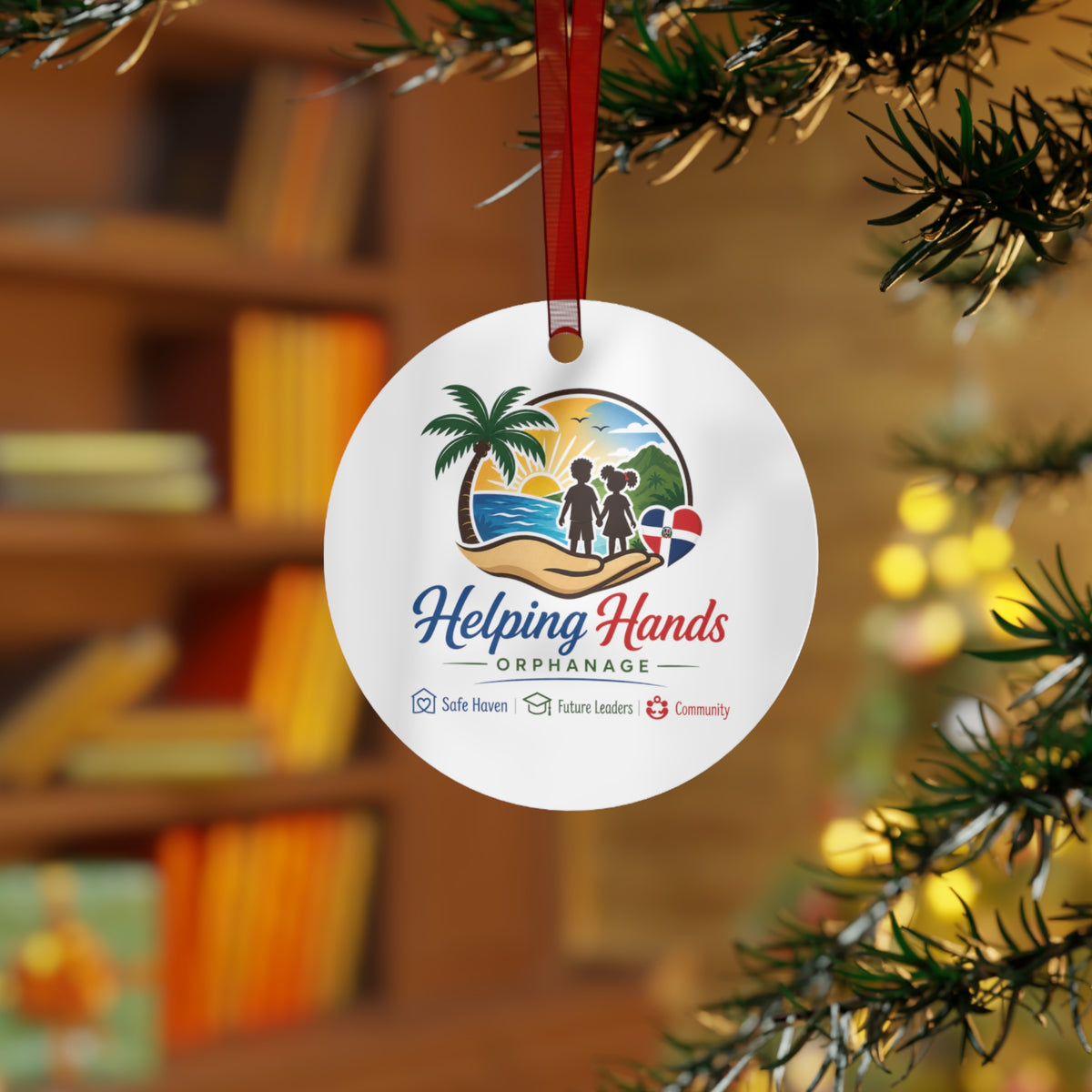 Helping Hands Orphanage Metal Ornament — Charity Fundraiser Keepsake