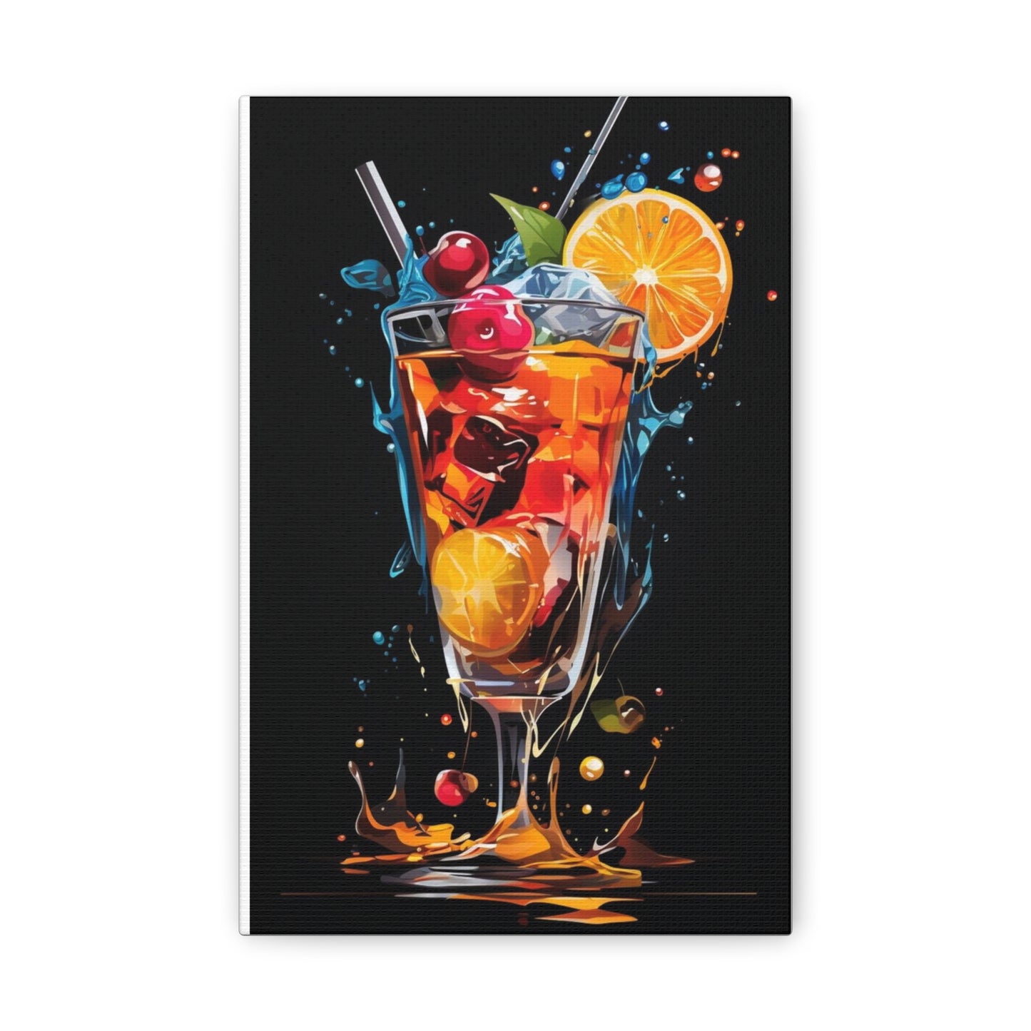 Colorful Tropical Cocktail Canvas Wall Art – Caribbean Kitchen & Bar Decor by Bioff