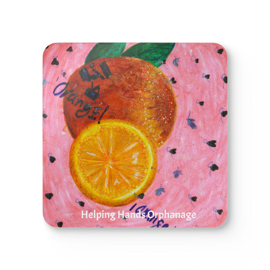 Orange Design Cork Coaster Set — Helping Hands Orphanage