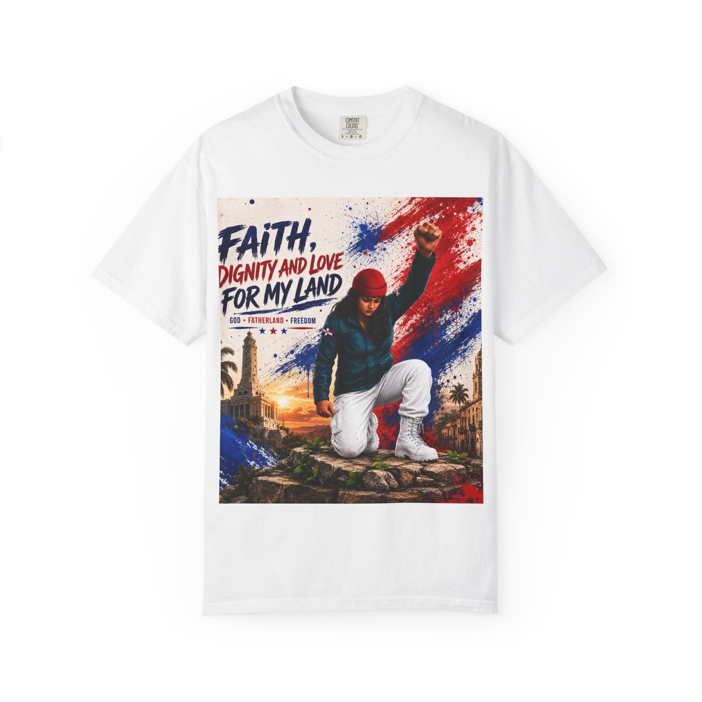 Faith, Dignity and Love for My Land – Comfort Colors® Garment-Dyed T-Shirt Artwork by Bioff