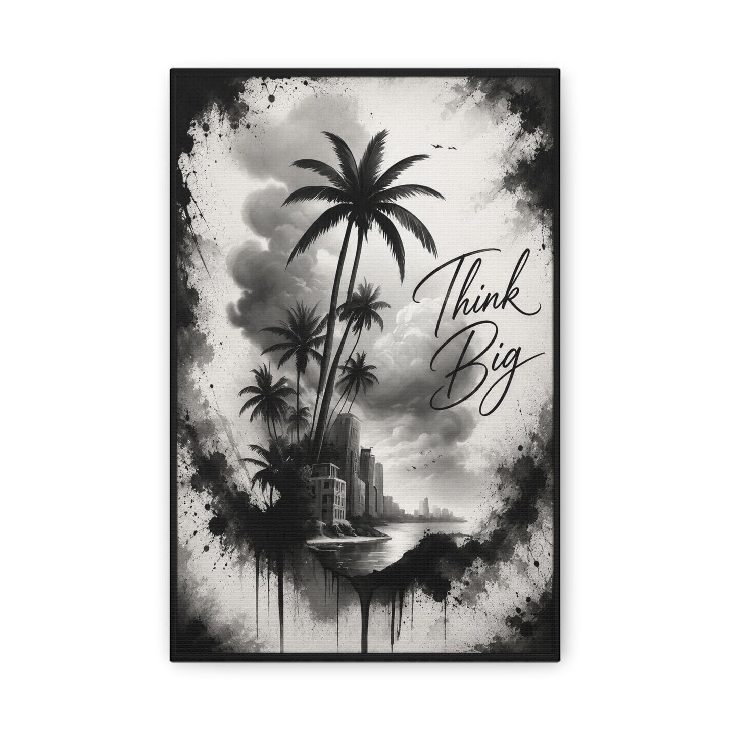 Think Big Inspirational Motivational Canvas Wall Art – Office & Home Decor by Bioff
