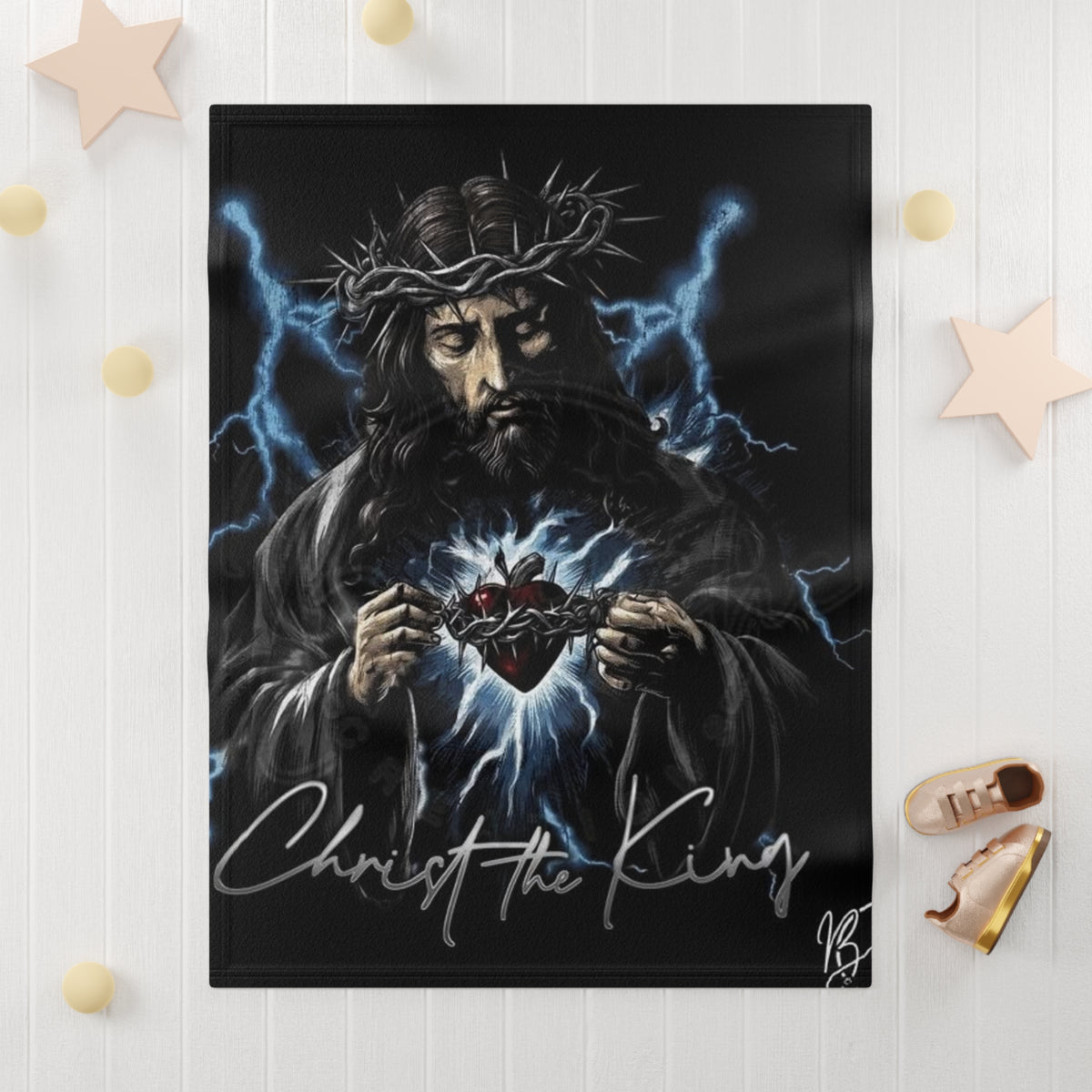 Christ the King Religious Fleece Baby Blanket – Designed by Christopher