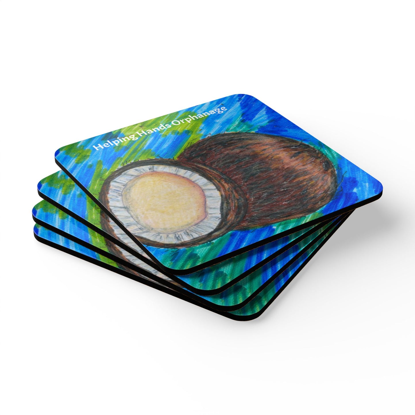 Coconut Art Cork Coaster Set – Helping Hands Orphanage