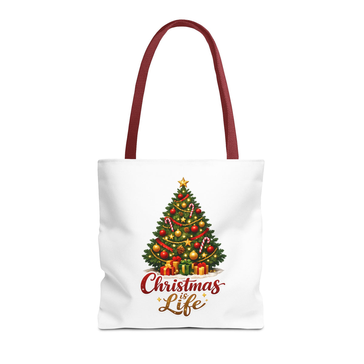 Christmas Is Life Tote Bag – Classic Christmas Tree Design by Osnel - need new photo 7.23.2026