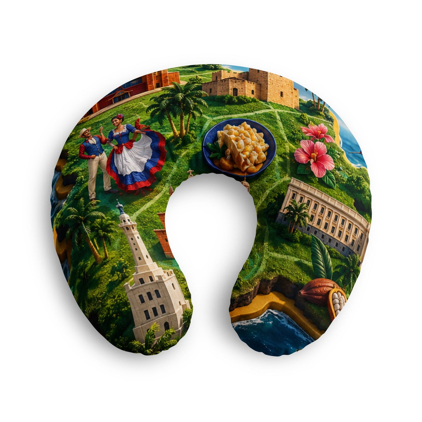 Dominican Republic Tropical Print Travel Nursing Pillow – Caribbean Home Decor by Roberto