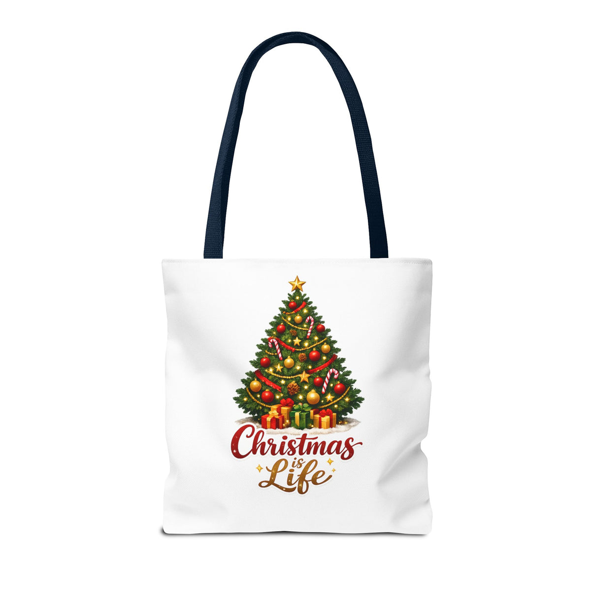 Christmas Is Life Tote Bag – Classic Christmas Tree Design by Osnel - need new photo 7.23.2026