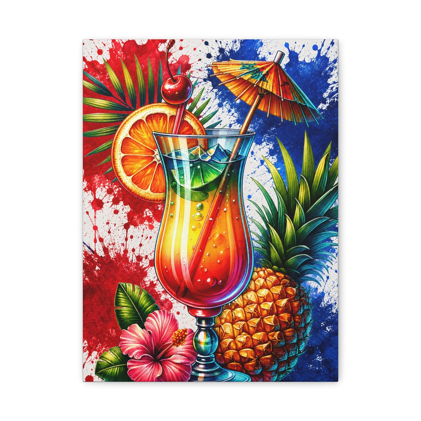 Dominican Tropical Cocktail Canvas Wall Art by Bioff | Caribbean Drink Kitchen & Bar Decor