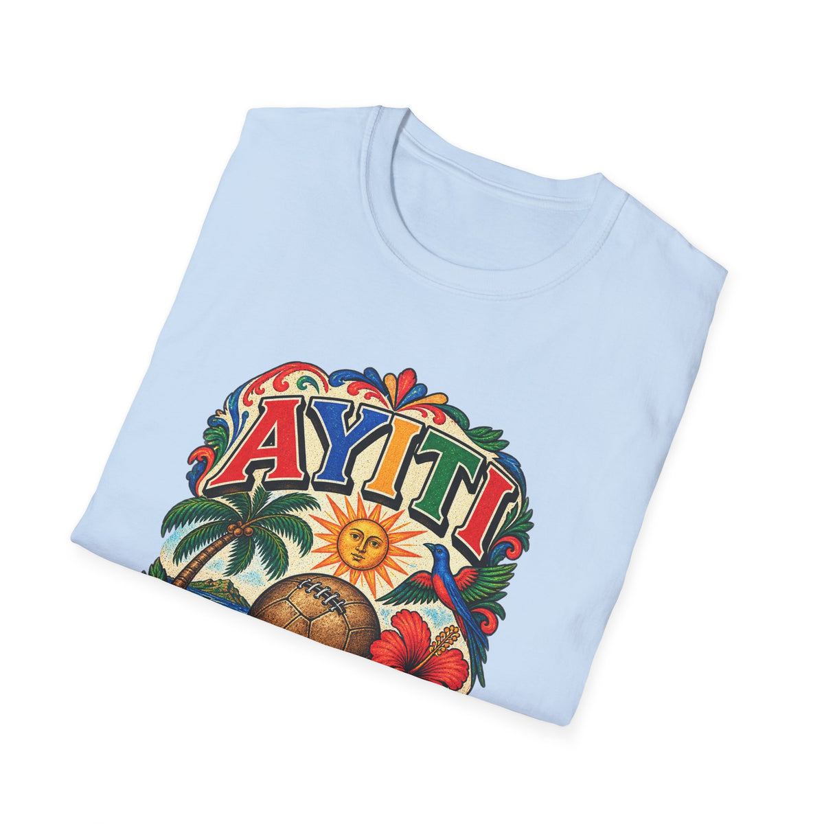 (Osnel)Haiti Grenadiers T-Shirt — Tropical Palm, Hibiscus & Drum Vacation Tee
