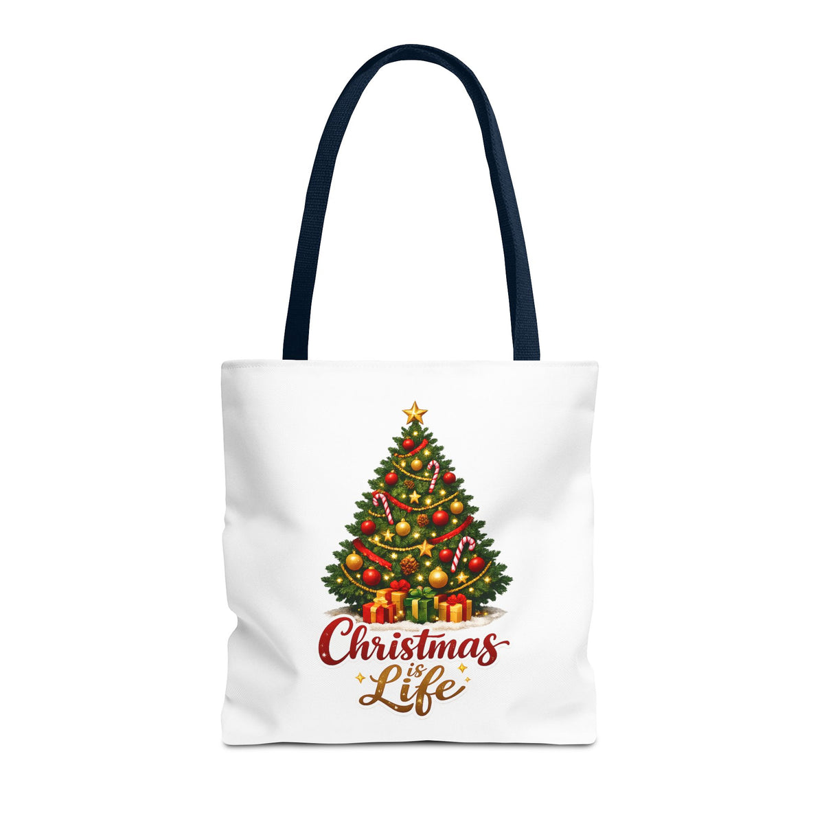 Christmas Is Life Tote Bag – Classic Christmas Tree Design by Osnel - need new photo 7.23.2026