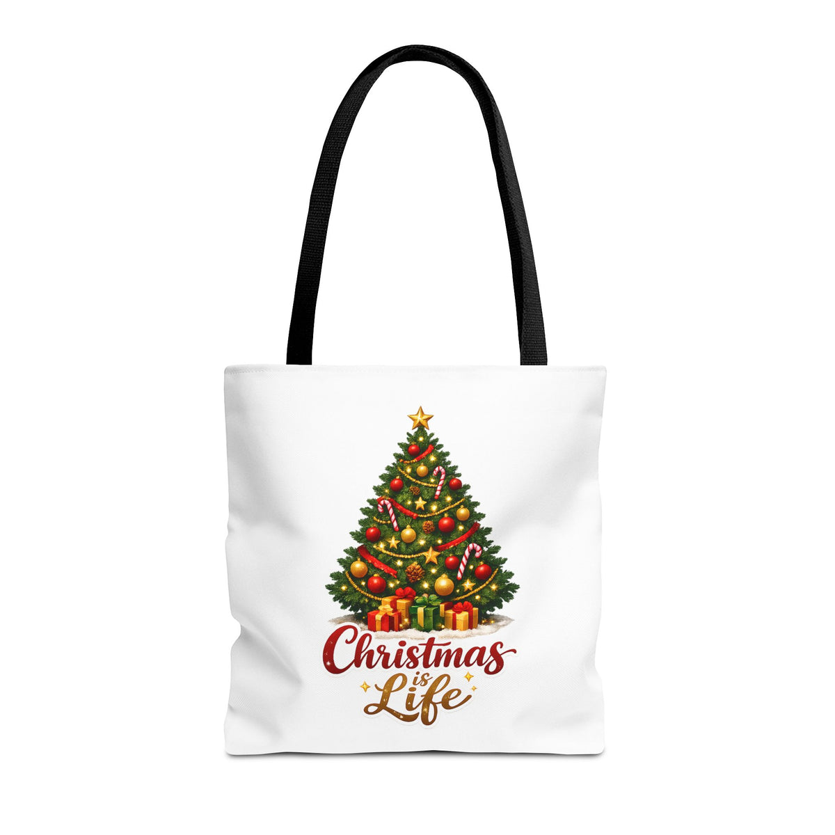 Christmas Is Life Tote Bag – Classic Christmas Tree Design by Osnel - need new photo 7.23.2026
