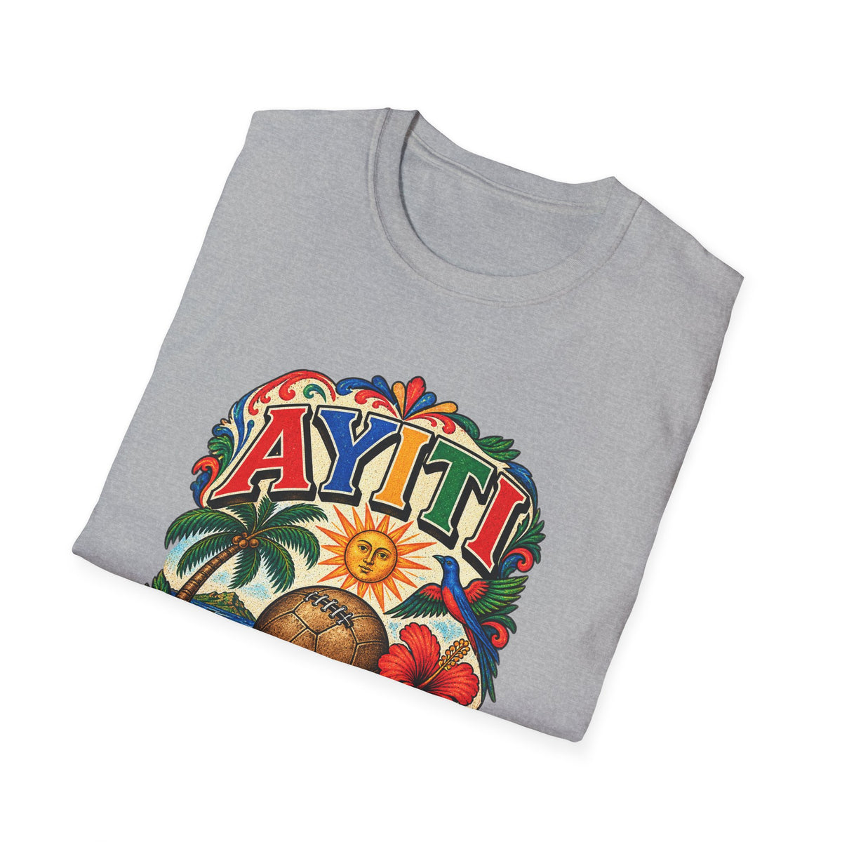 (Osnel)Haiti Grenadiers T-Shirt — Tropical Palm, Hibiscus & Drum Vacation Tee