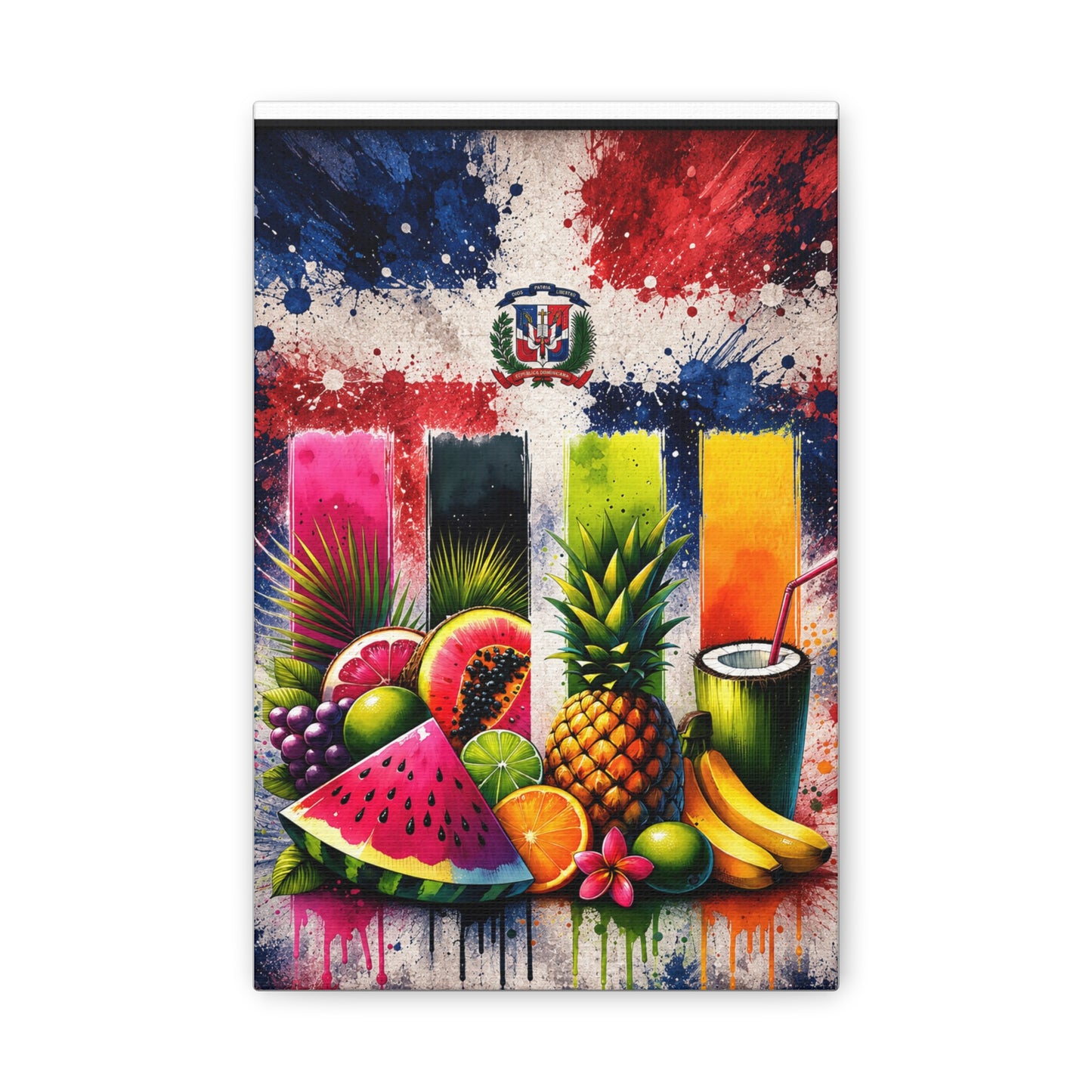 Dominican Market Life Canvas Print – Colorful Caribbean Wall Art by Bioff
