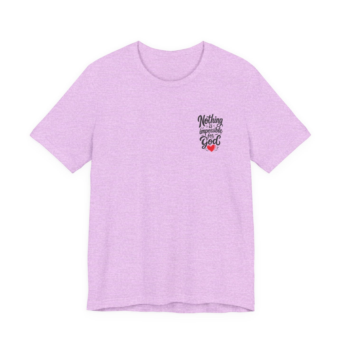 Nothing Is Impossible for God Christian T-Shirt with Red Heart – Designed by Ezequiel