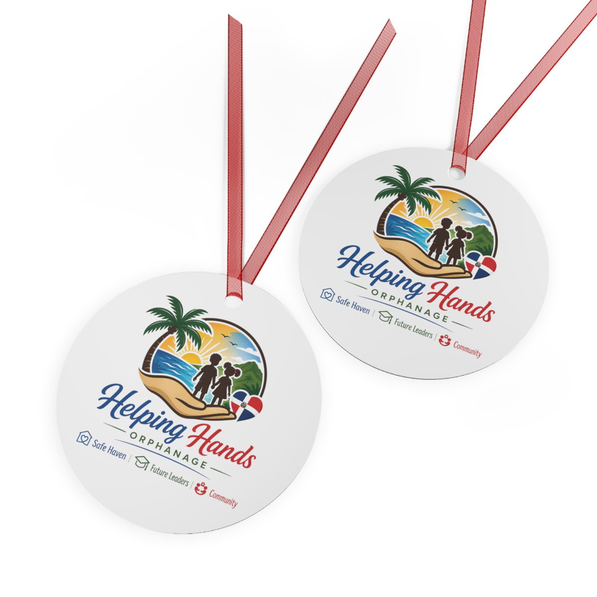 Helping Hands Orphanage Metal Ornament — Charity Fundraiser Keepsake