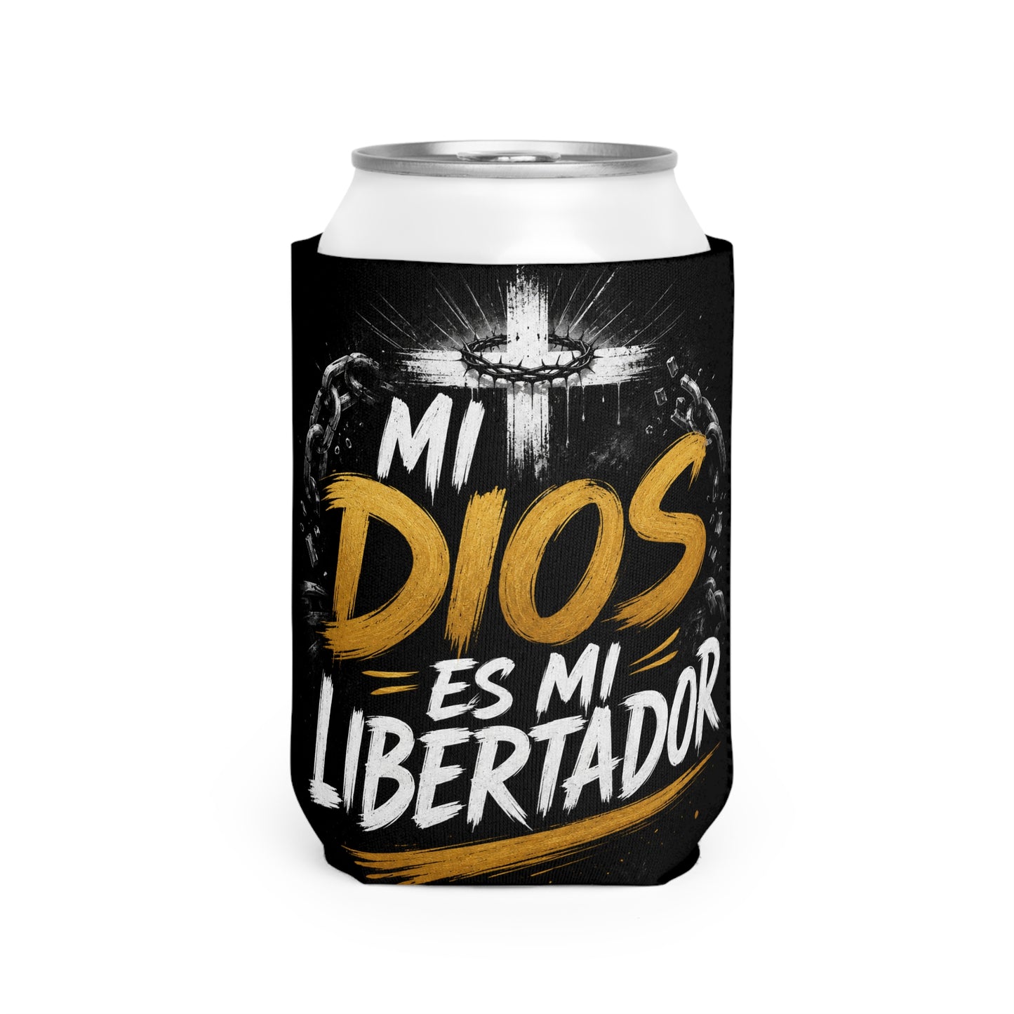12 Oz. Can Cooler Sleeve Mi Dios Es Mi Libertador (God is my Liberator) by Annety