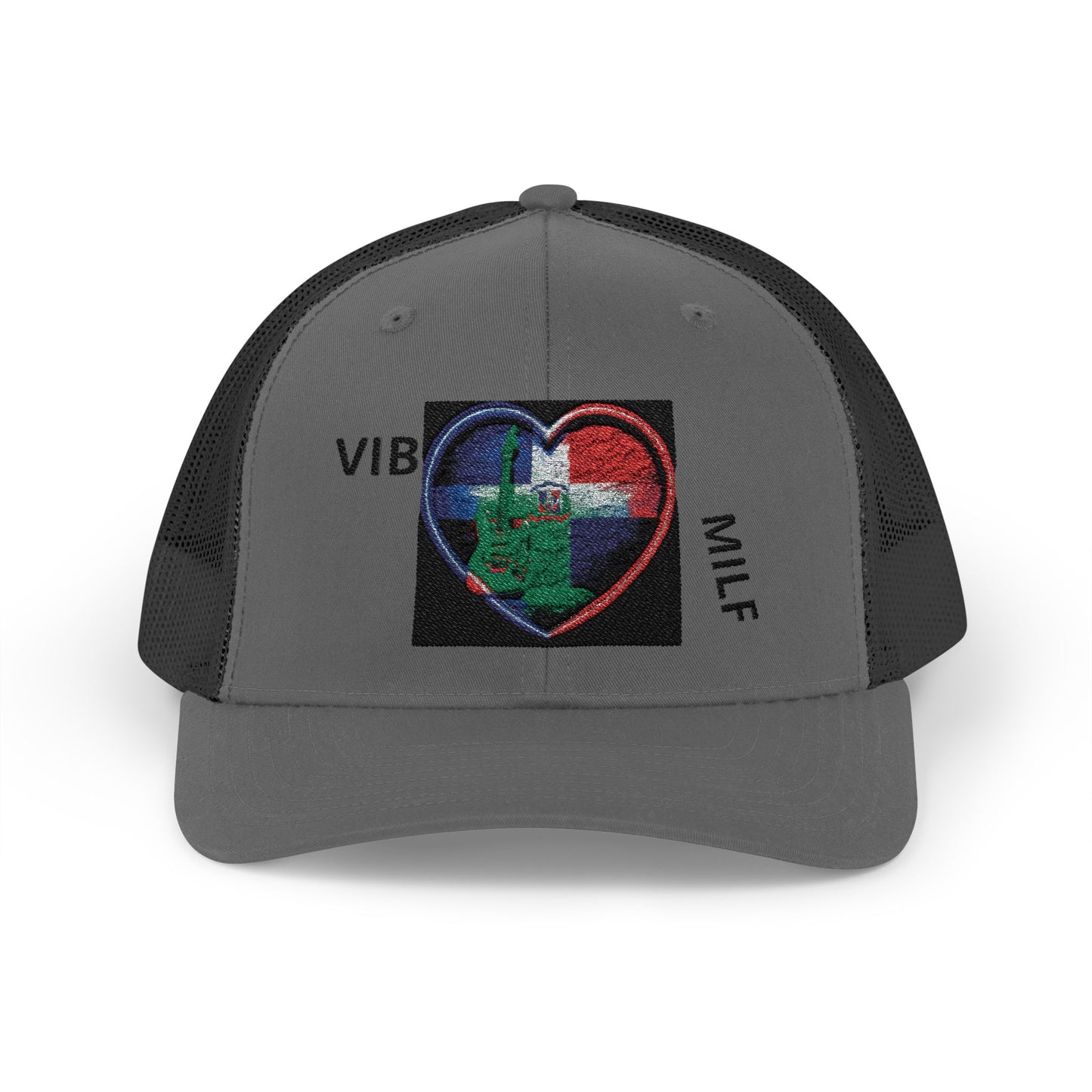 Dominican Flag Trucker Cap - Distressed Crest Snapback Hat designed by Osnel