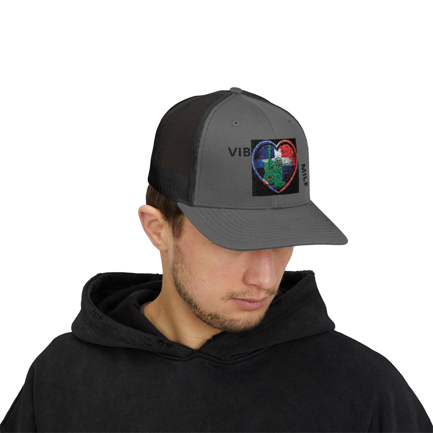 Dominican Flag Trucker Cap - Distressed Crest Snapback Hat designed by Osnel