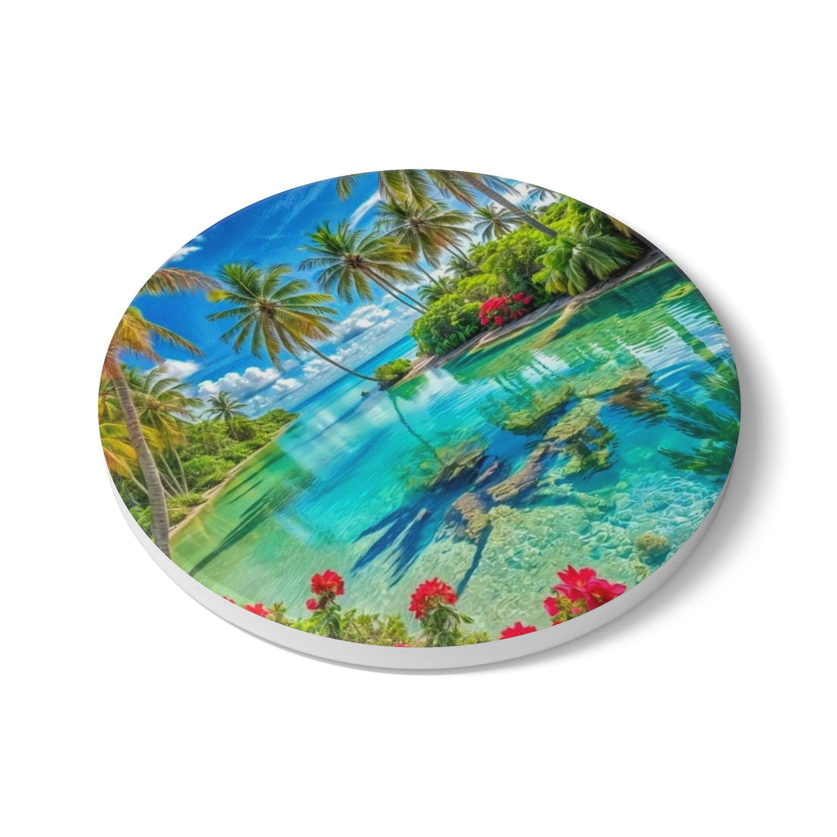 Tropical Lagoon Ceramic Coaster – Designed by Ezequiel