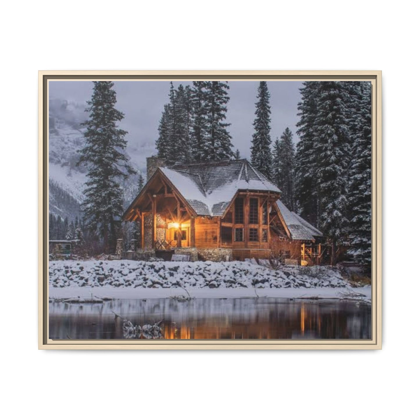 Winter Cabin Framed Matte Canvas by Wilson Fritzmond
