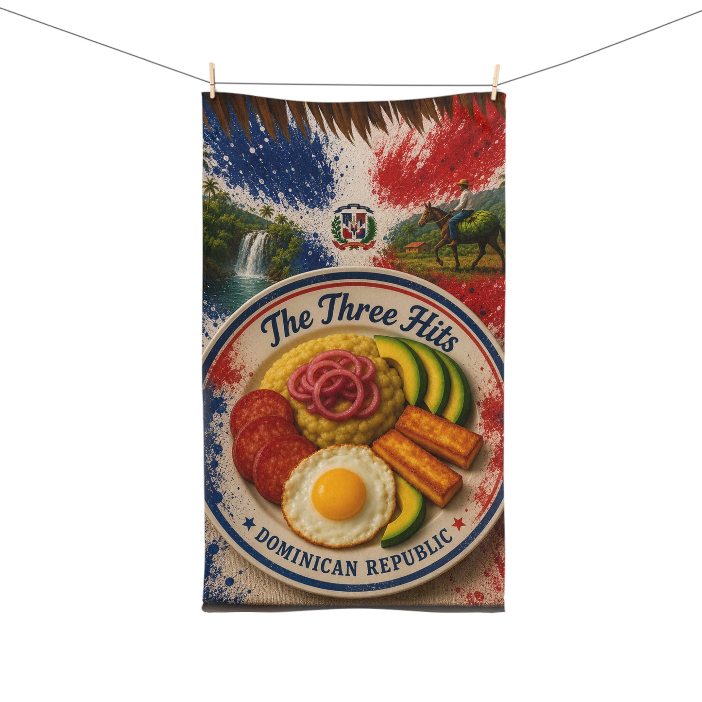 Vibrant Dominican-Inspired Art Hand Towel – Caribbean Bathroom Decor by Bioff