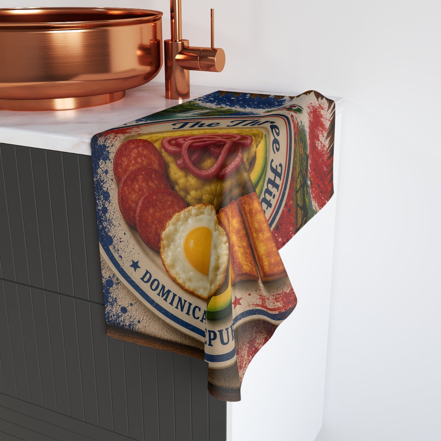 Vibrant Dominican-Inspired Art Hand Towel – Caribbean Bathroom Decor by Bioff