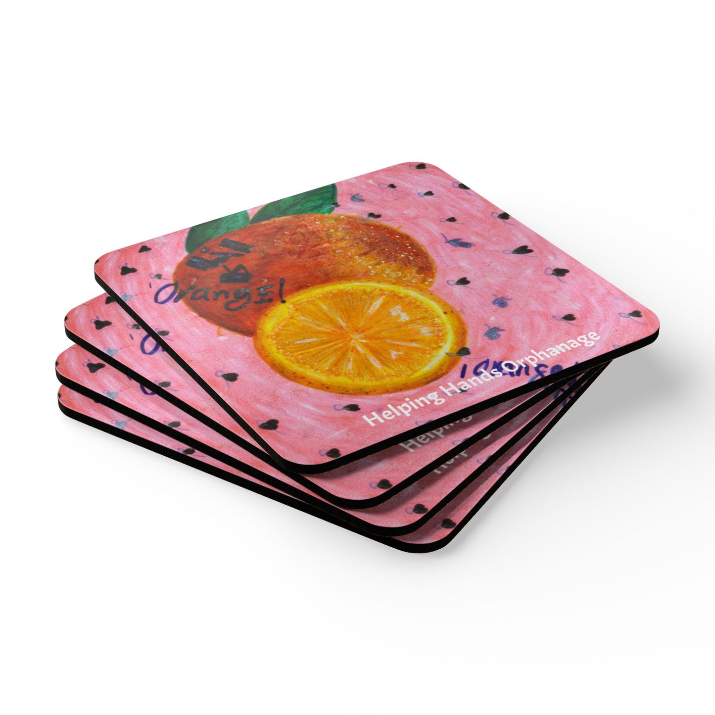 Orange Design Cork Coaster Set — Helping Hands Orphanage