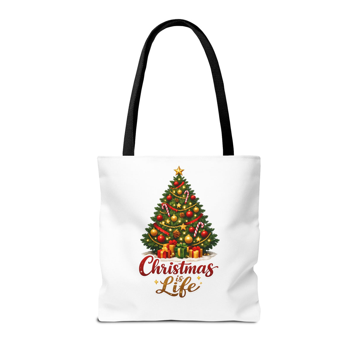 Christmas Is Life Tote Bag – Classic Christmas Tree Design by Osnel - need new photo 7.23.2026