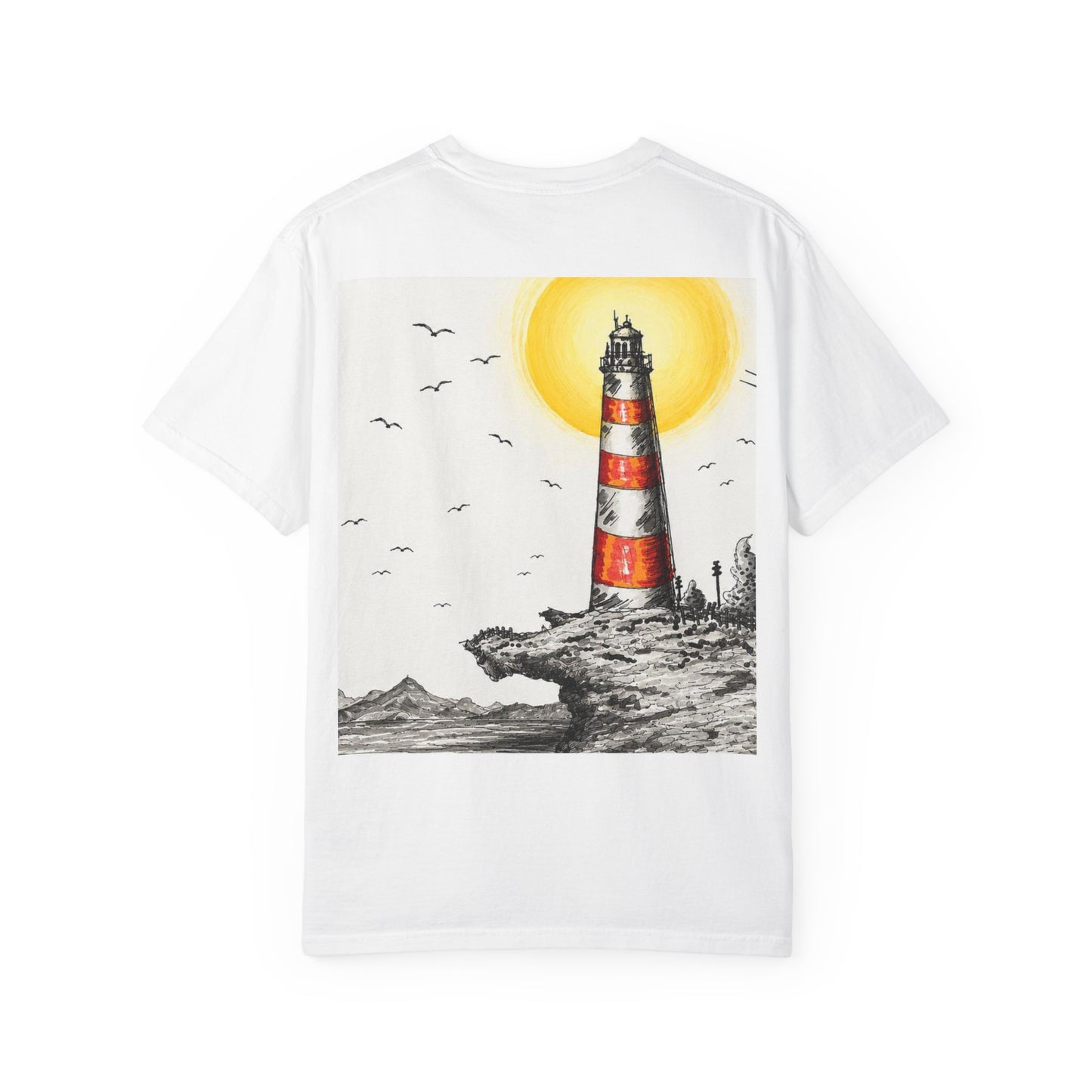 Nautical Lighthouse and Ship’s Wheel T-Shirt – Designed by Juan David