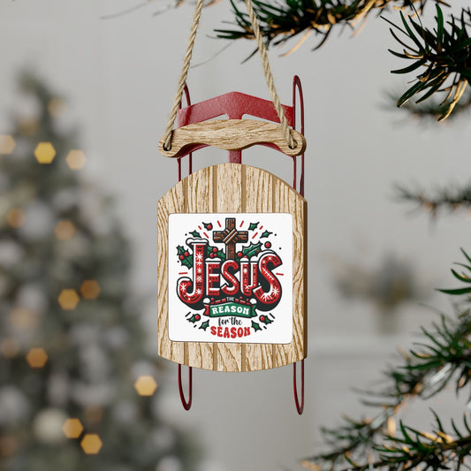 Jesus Is the Reason for the Season Sled Christmas Ornament – Designed by Lorenzo