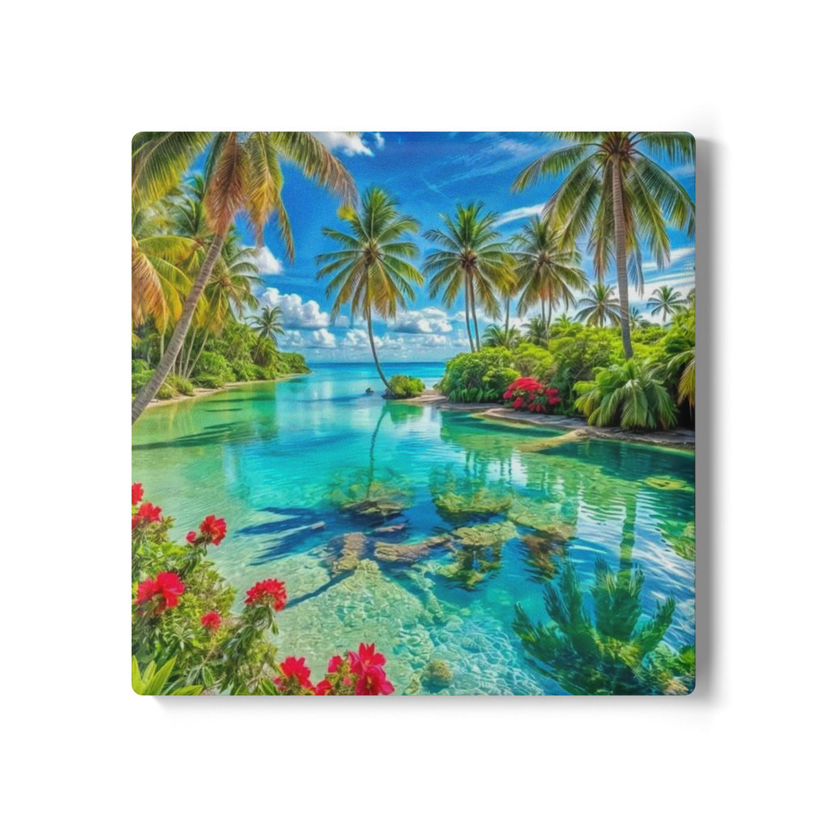 Tropical Lagoon Ceramic Coaster – Designed by Ezequiel