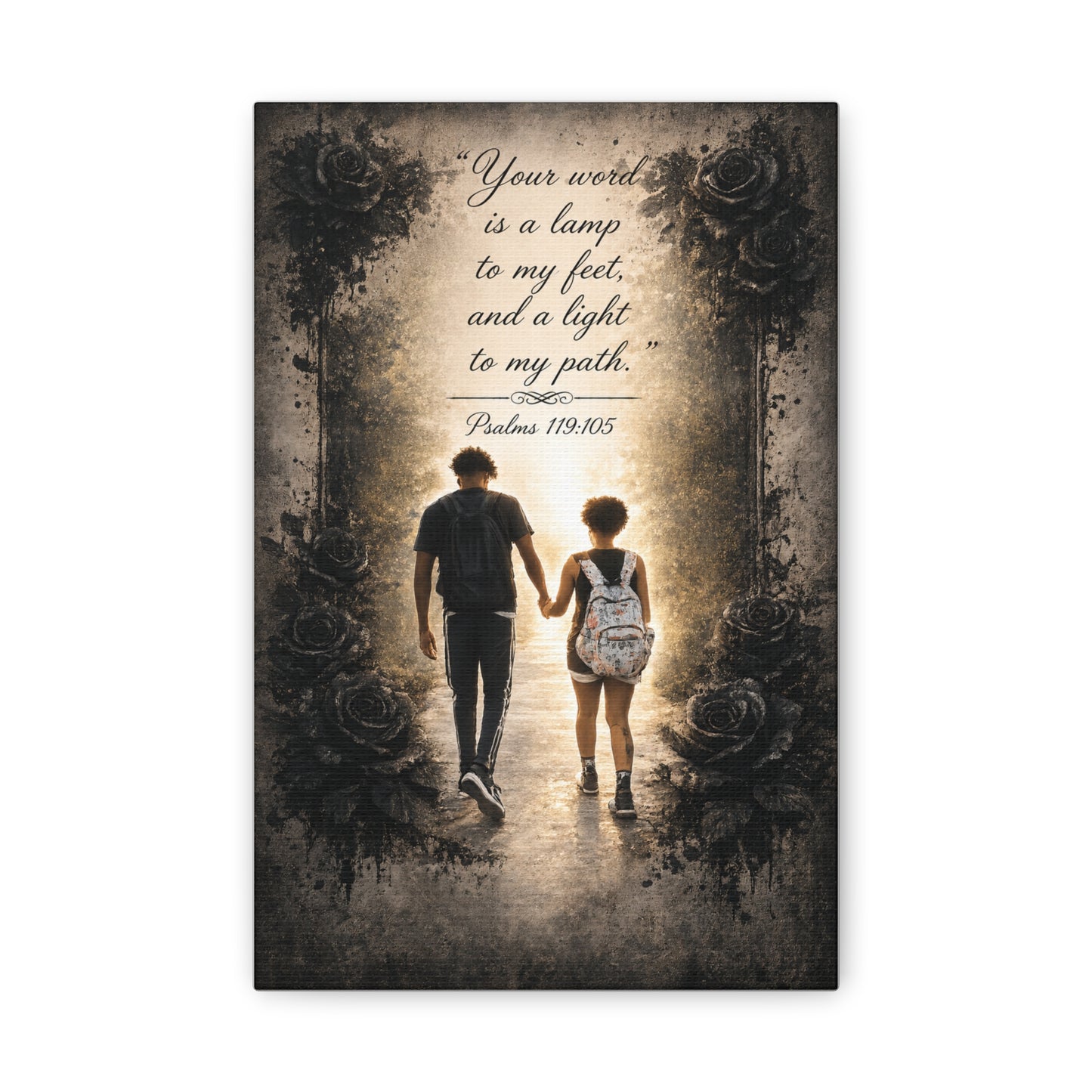 "Your Word Is a Lamp" Christian Scripture Canvas | Psalm 119:105 Wall Art | Faith-Inspired Bible Verse Canvas Print created by Bioff