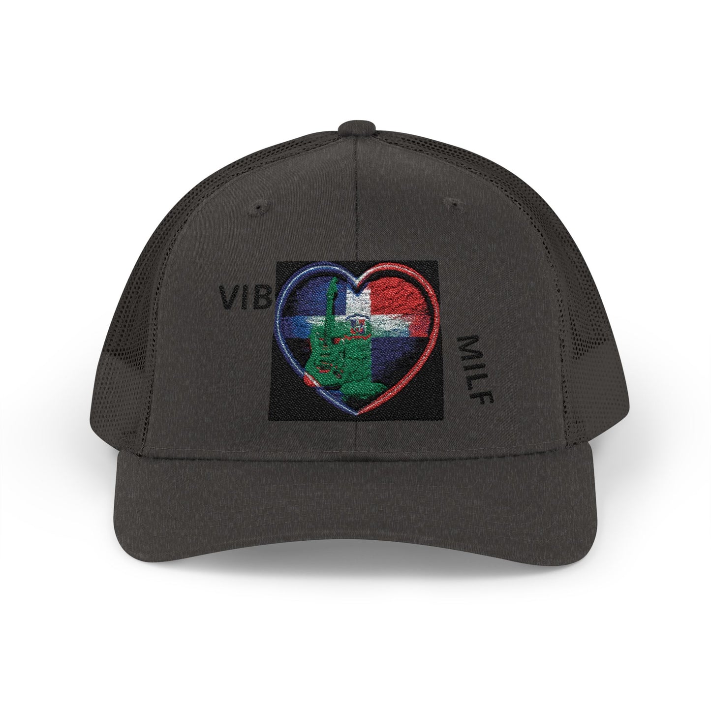 Dominican Flag Trucker Cap - Distressed Crest Snapback Hat designed by Osnel