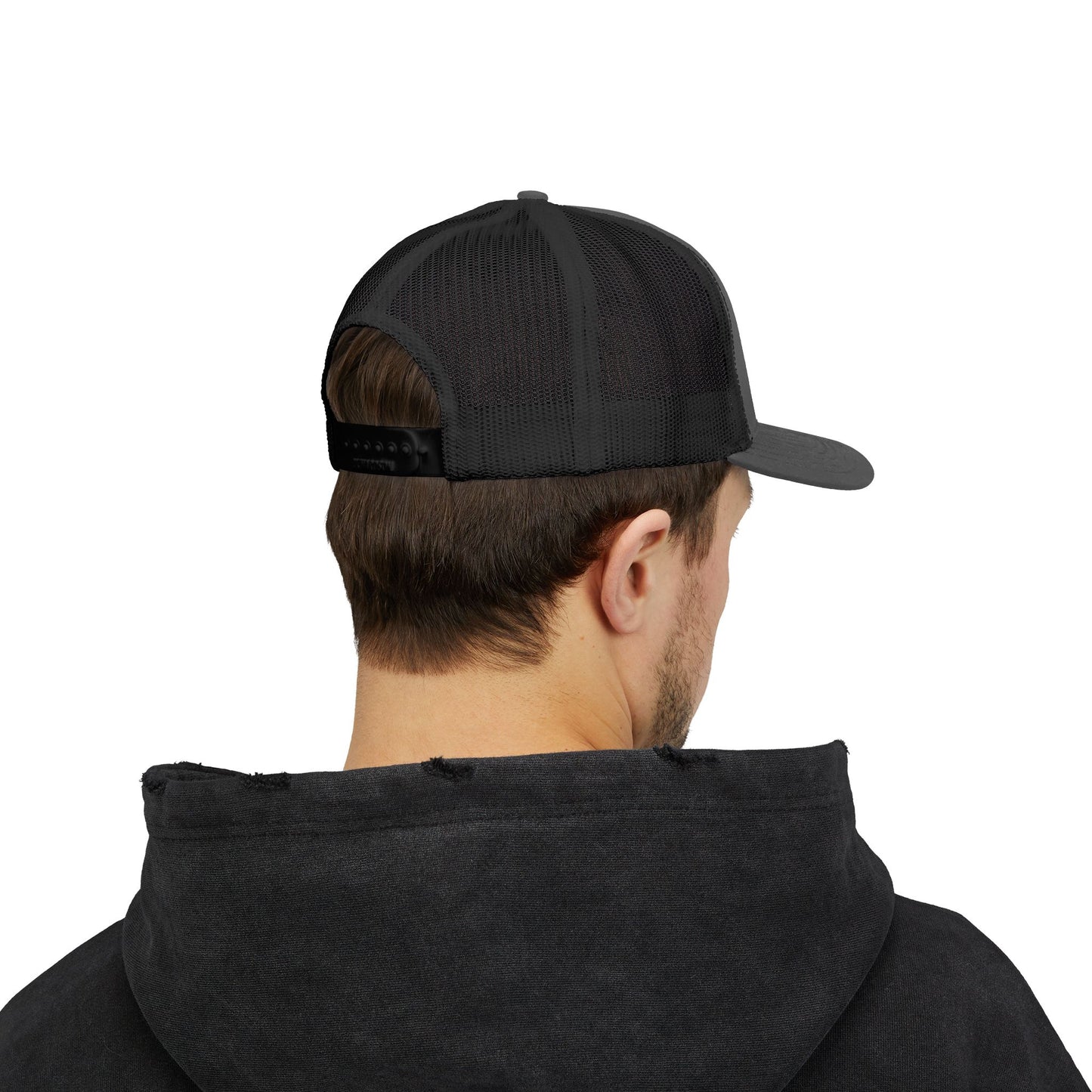 Dominican Flag Trucker Cap - Distressed Crest Snapback Hat designed by Osnel