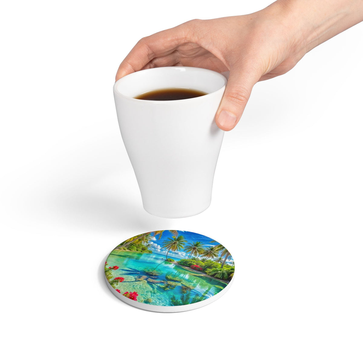 Tropical Lagoon Ceramic Coaster – Designed by Ezequiel