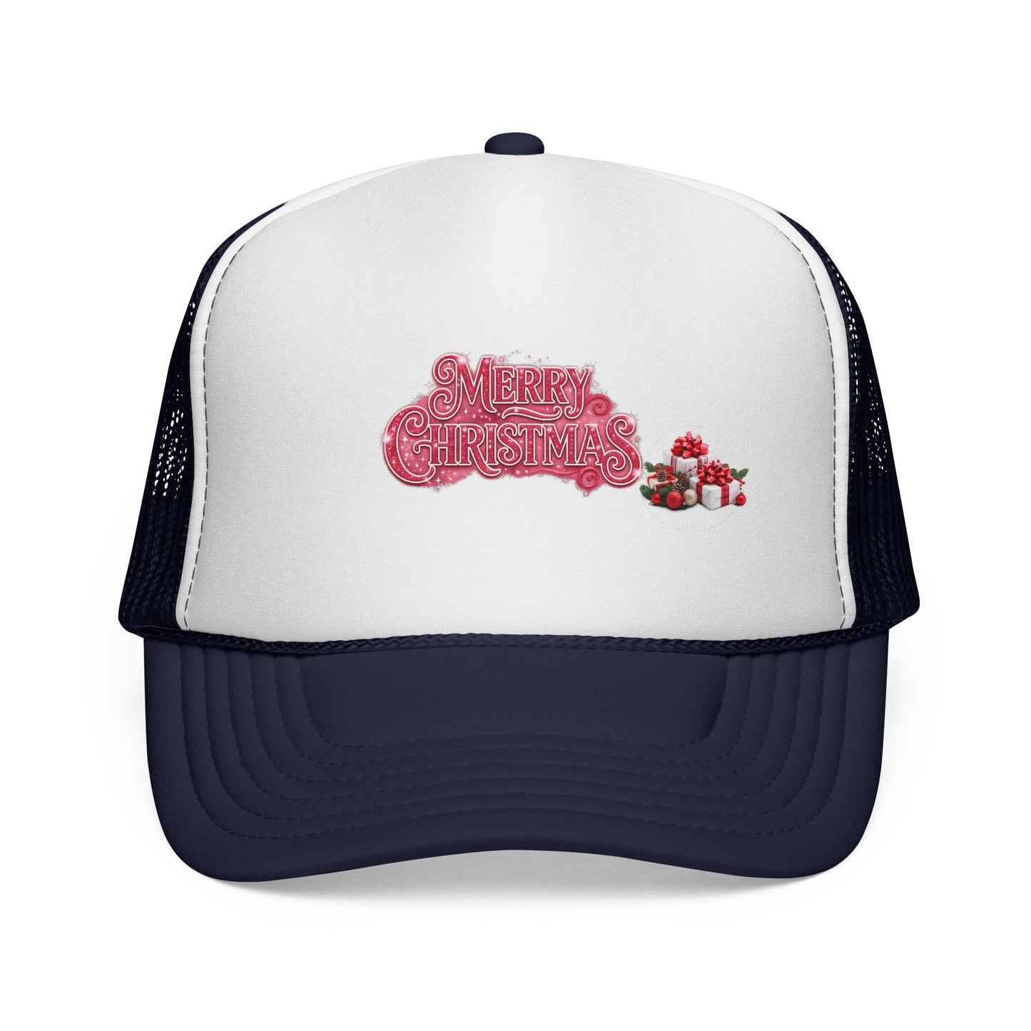 Merry Christmas Trucker Cap | Festive Holiday Mesh Hat | Designed by Osnel