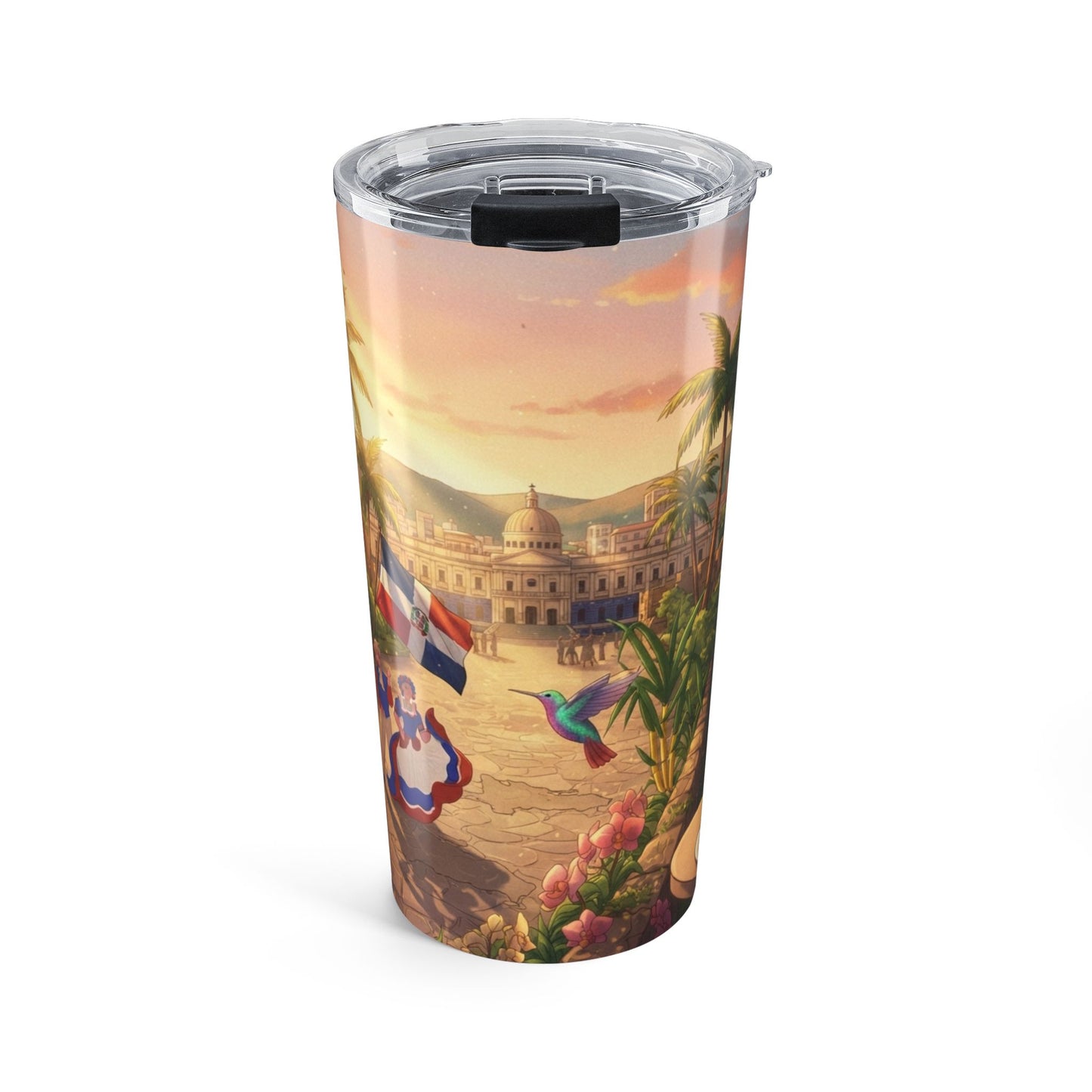 Dominican Republic 20 oz Insulated Tumbler with Tropical Artwork – Designed by Roberto