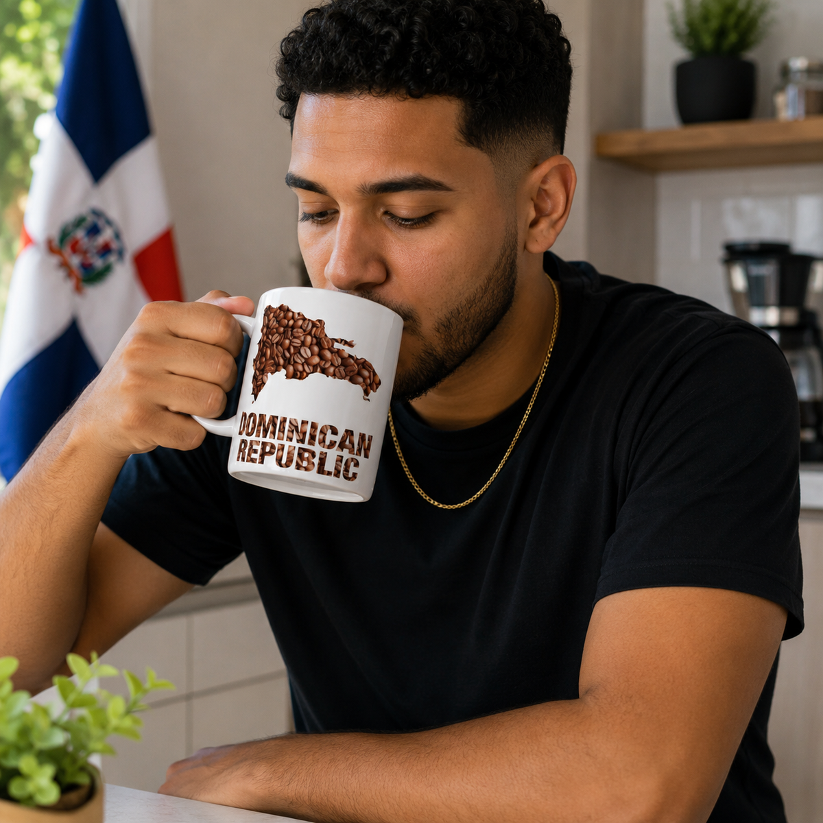 Dominican Republic Coffee Bean Map Ceramic Mug – Designed by Osnel