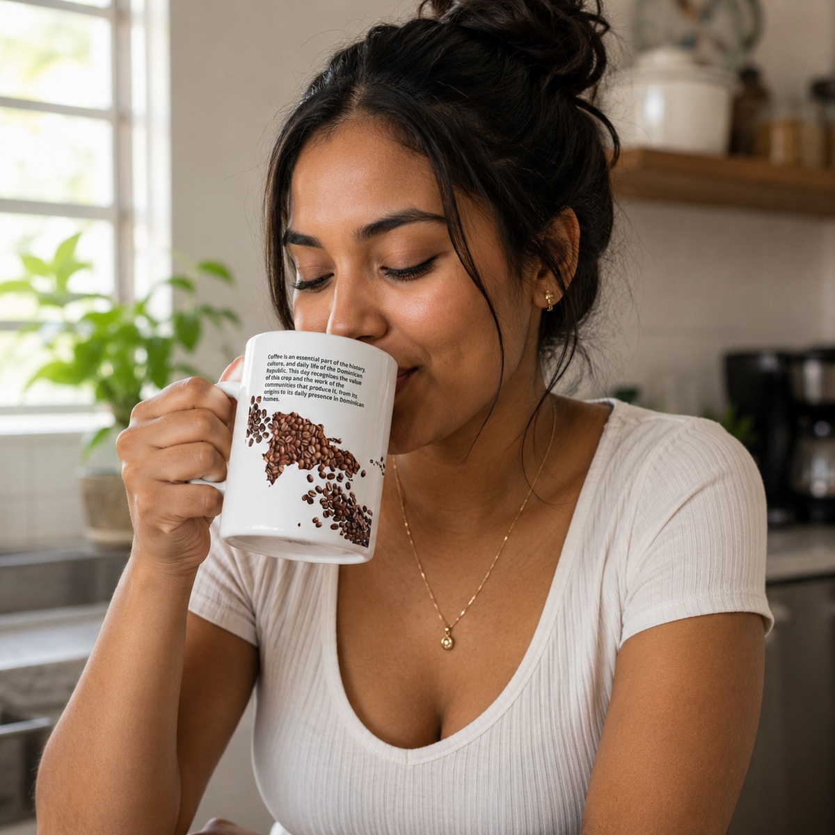 Dominican Republic Coffee Bean Map Ceramic Mug – Designed by Osnel