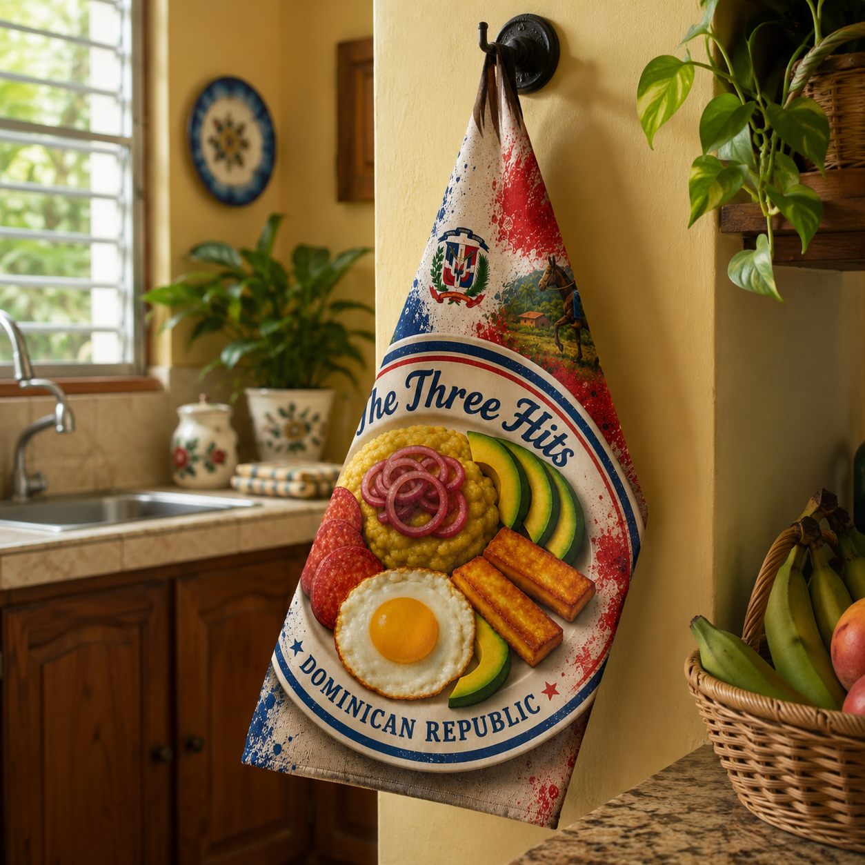 Vibrant Dominican-Inspired Art Hand Towel – Caribbean Bathroom Decor by Bioff