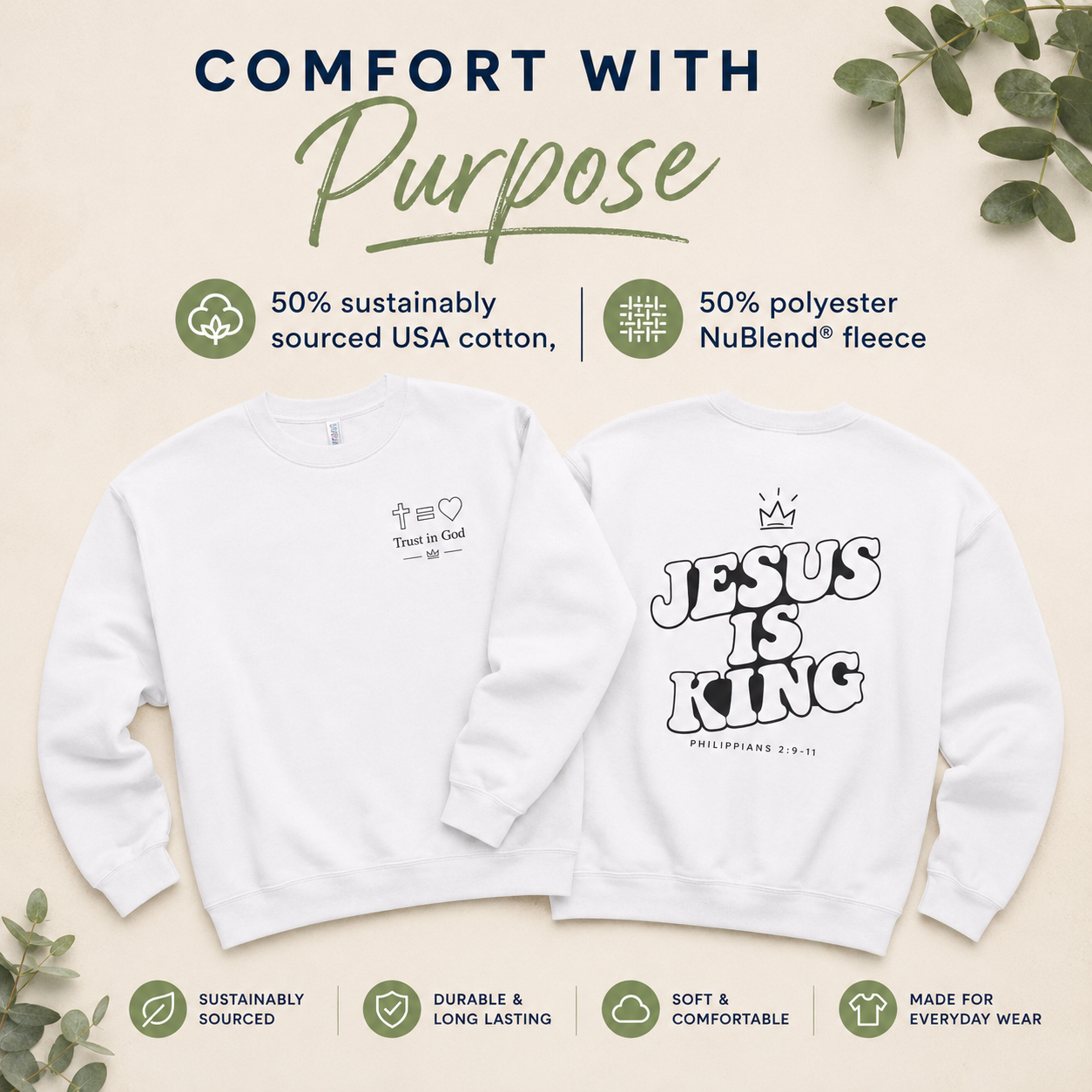 Jesus is King Classic Fleece Sweatshirt - Designed by Bailin