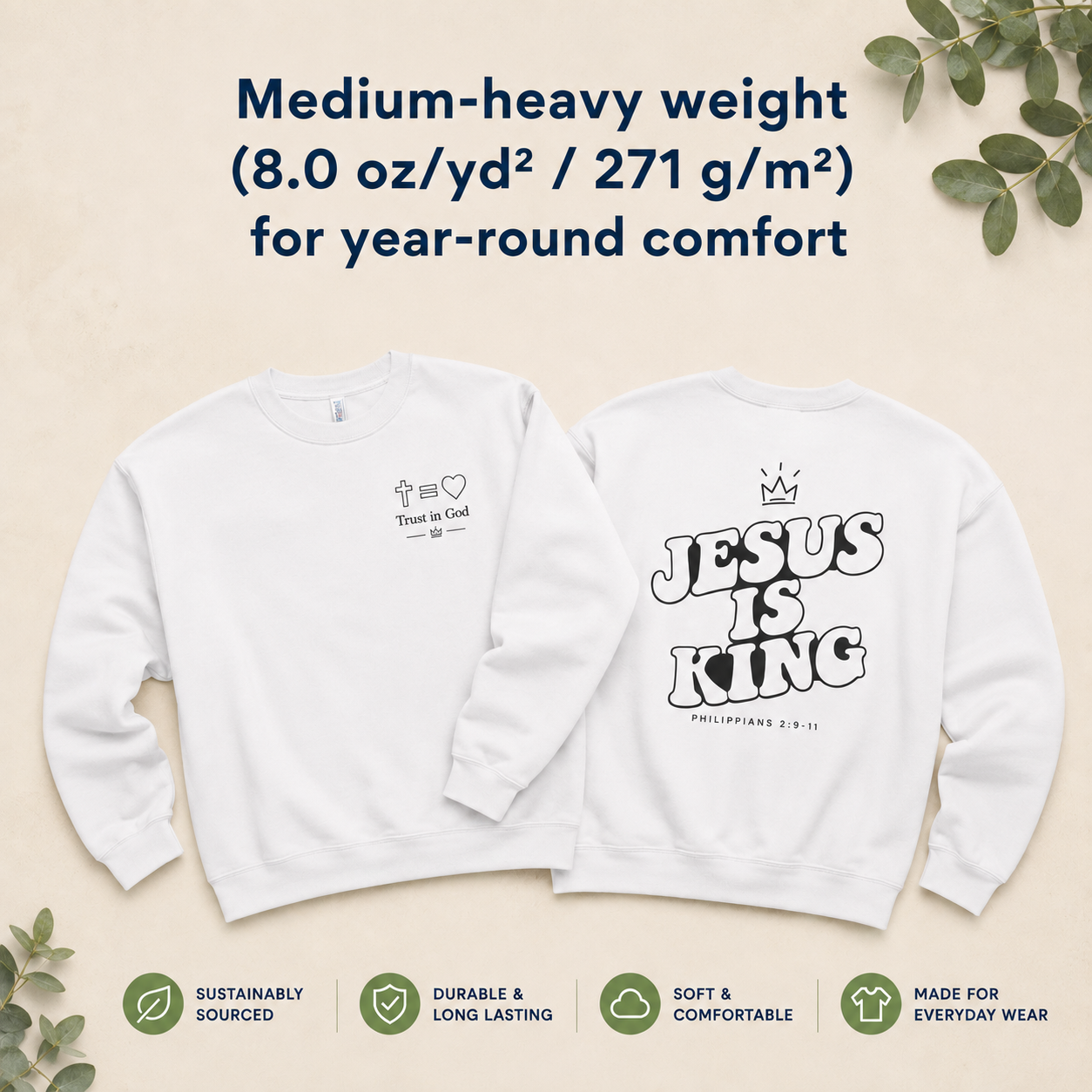 Jesus is King Classic Fleece Sweatshirt - Designed by Bailin