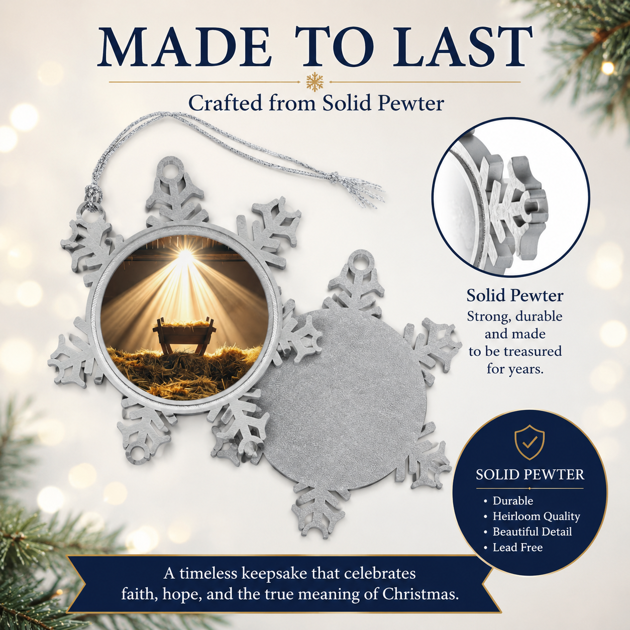 Christmas Nativity Snowflake Ornament - designed by Ana