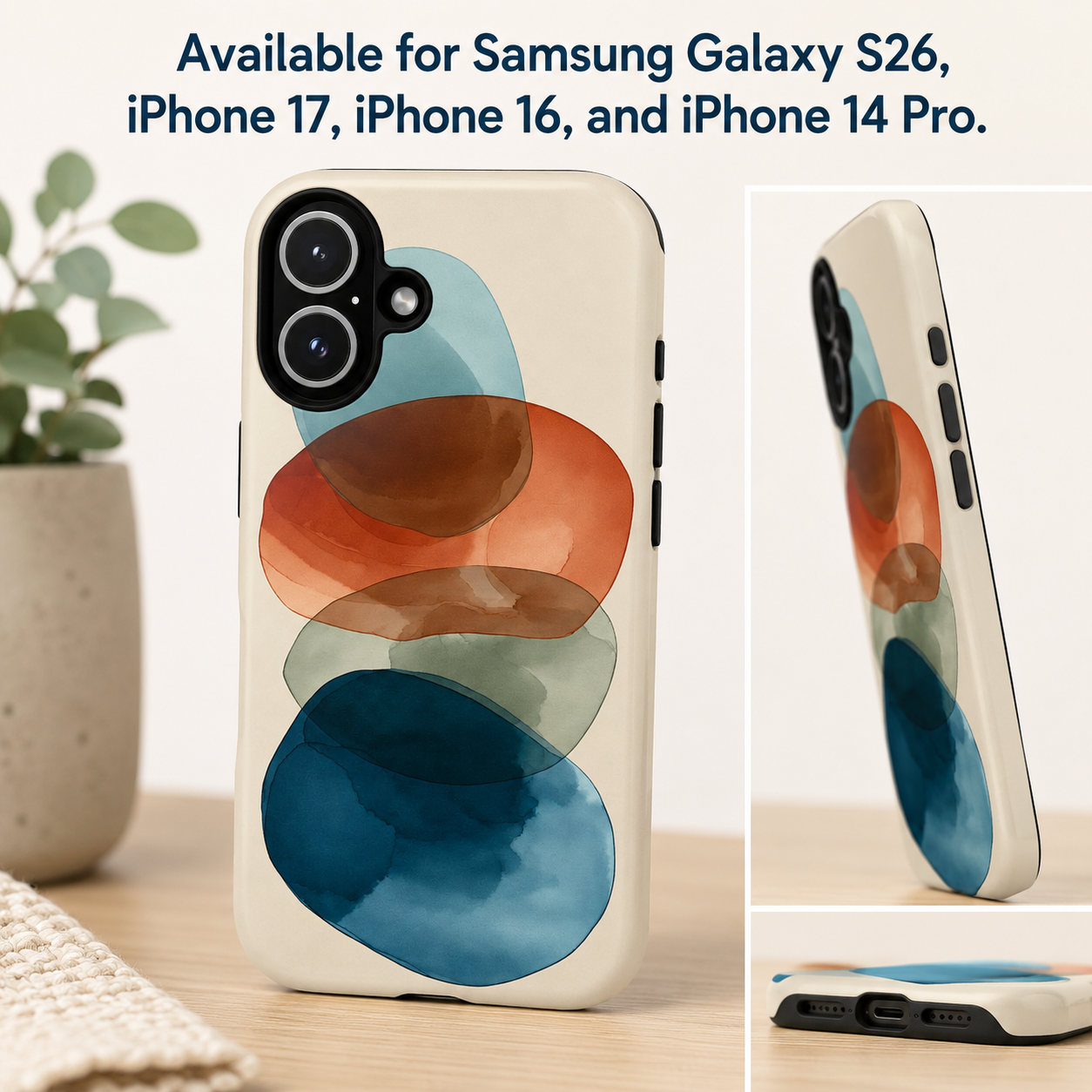 Abstract Watercolor Circles Phone Case — Protective Tough Case - Designed by Anna