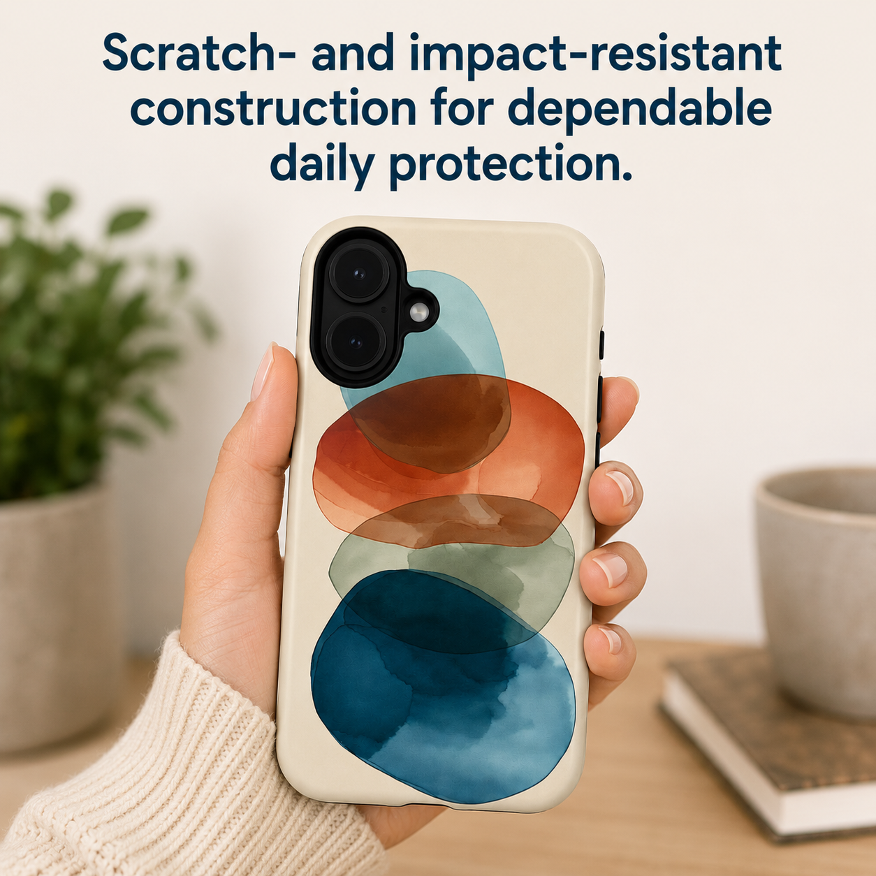 Abstract Watercolor Circles Phone Case — Protective Tough Case - Designed by Anna