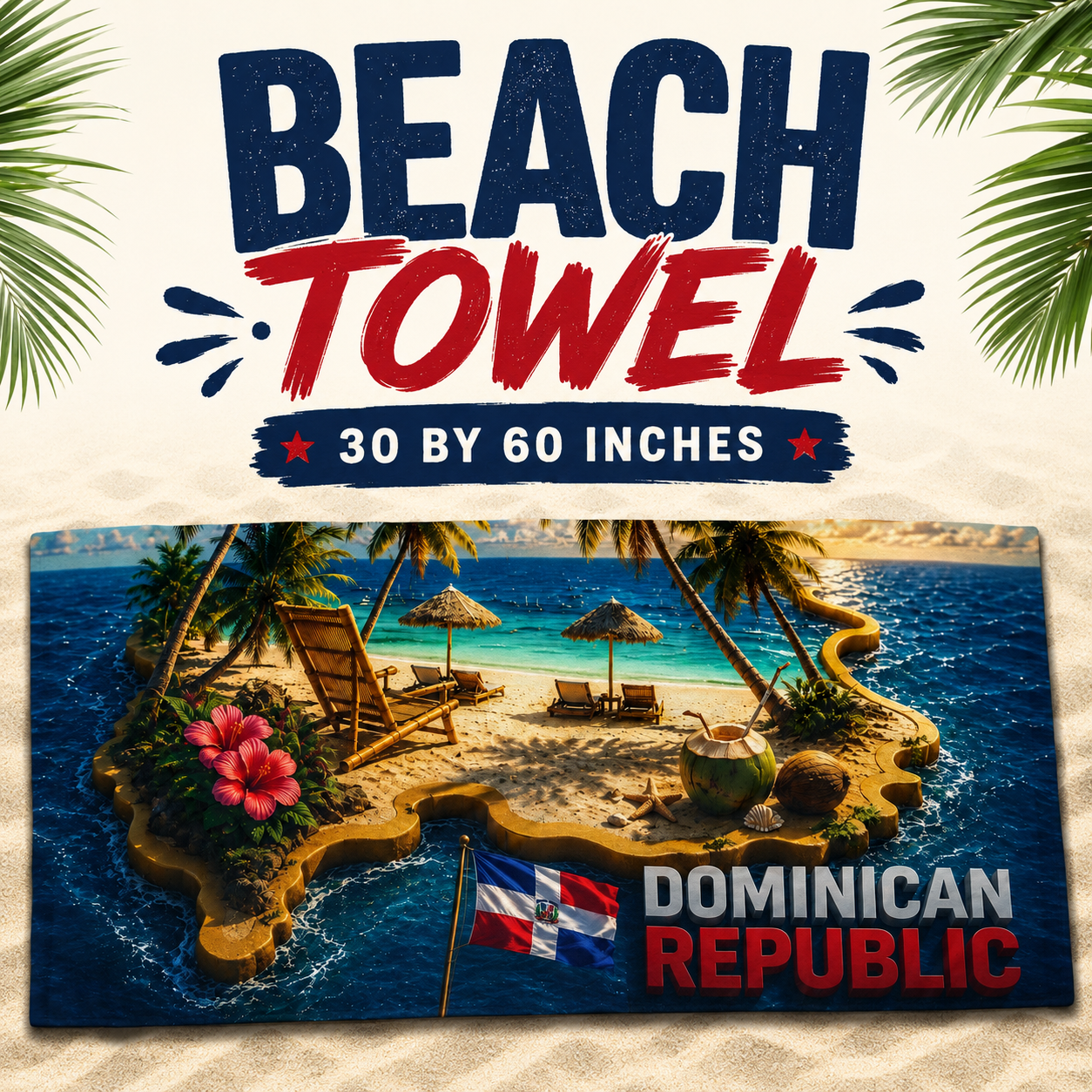 Dominican Republic Paradise Beach Towel  | Helping Hands Orphanage - Designed by Roberto