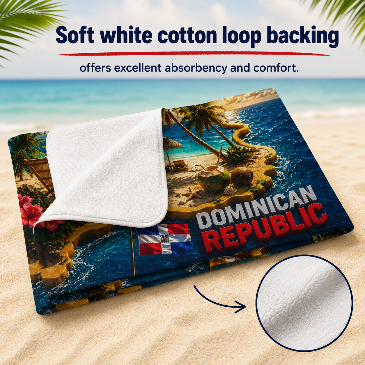 Dominican Republic Paradise Beach Towel  | Helping Hands Orphanage - Designed by Roberto
