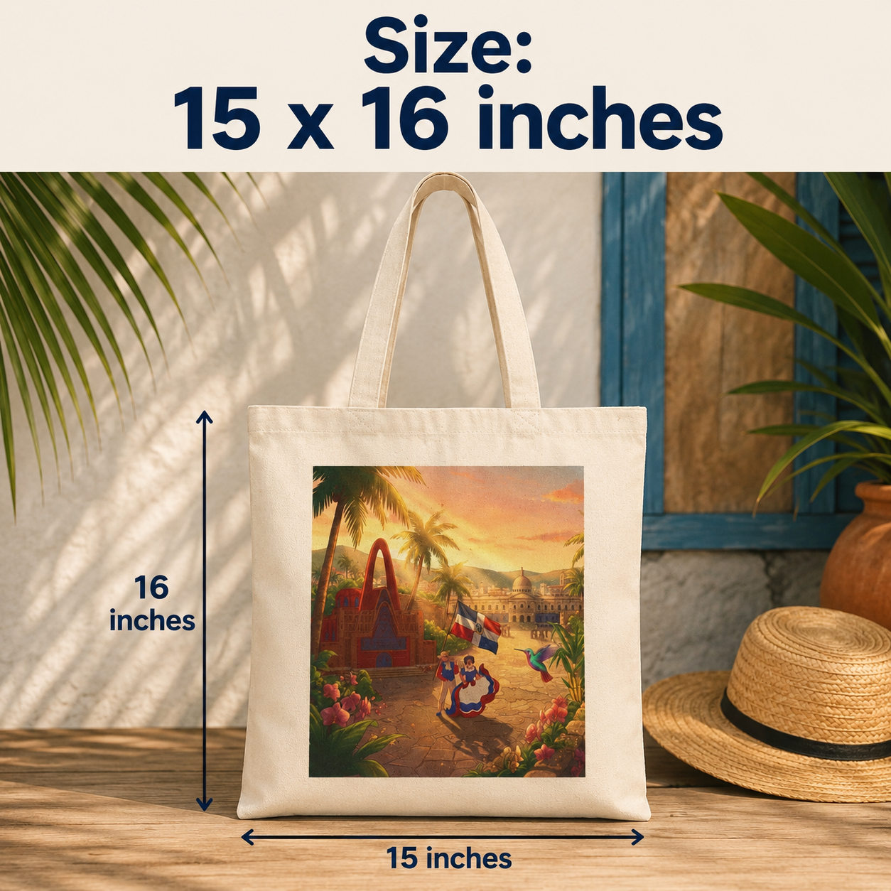 Dominican Republic Cotton Canvas Tote Bag – Designed by Roberto