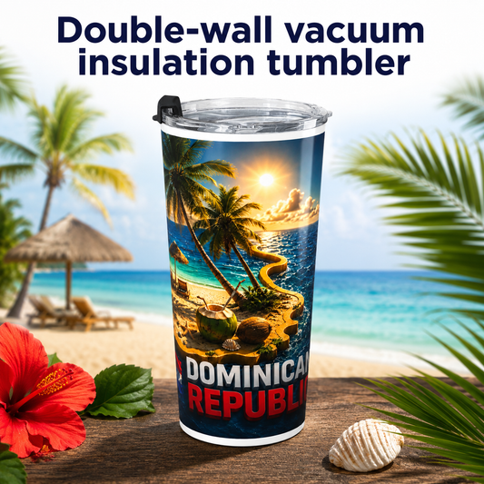 Dominican Republic Tropical Beach 20oz Stainless Steel Tumbler – Designed by Roberto